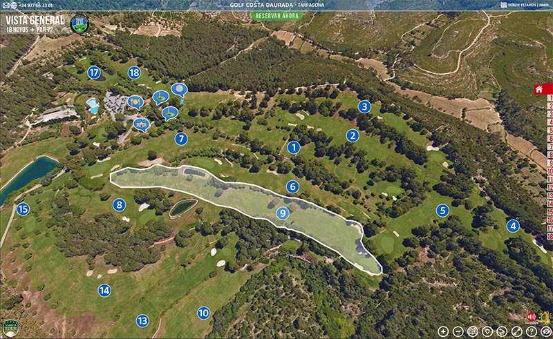 Tour virtual 360 de campo de golf e instalaciones deportivas